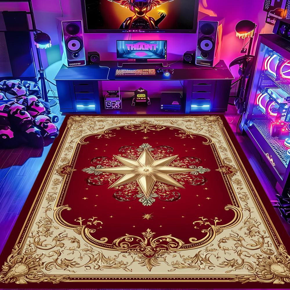 Hall Commercial Printing - Grand tapis rouge à imprimé octogone