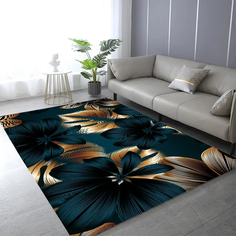 Commercial Printing And Design - Tapis décoratif abstrait noir et doré
