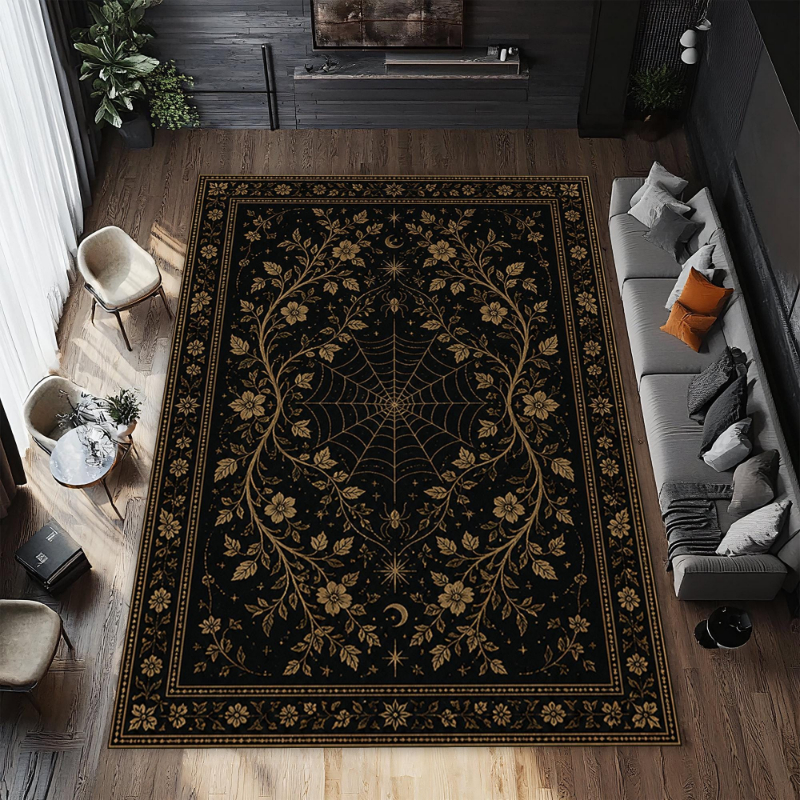 Hall Commercial Printing - Tapis à imprimé floral toile d'araignée