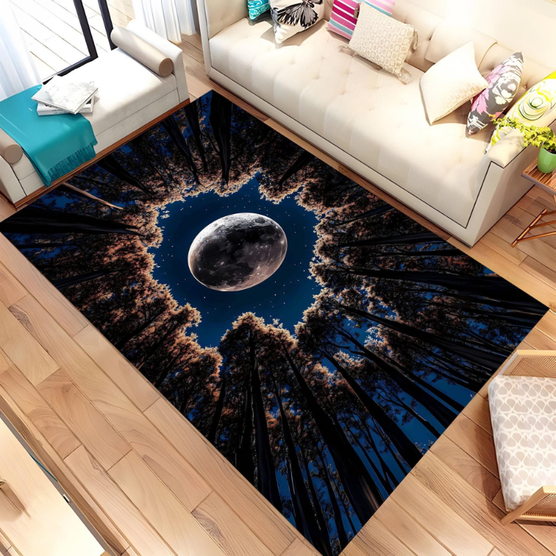 Hall Commercial Printing - Tapis imprimé avec paysage de forêt,