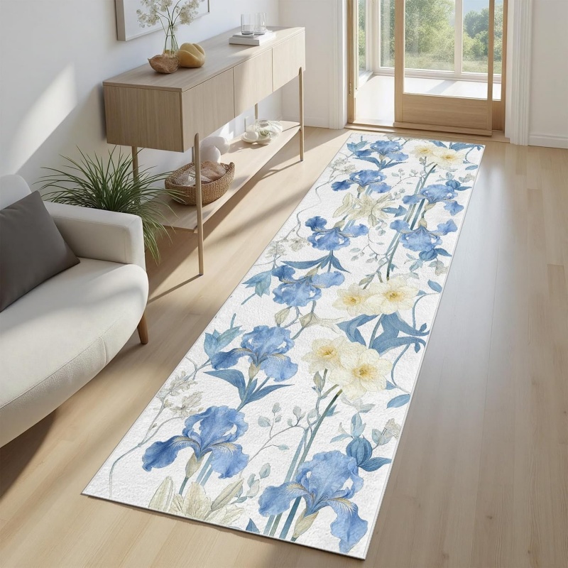 Tapis de couloir floral bleu i - Hall Commercial Printing avis et prix