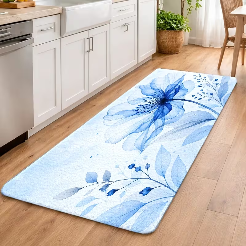 Tapis de couloir floral bleu i - Hall Commercial Printing avis et prix